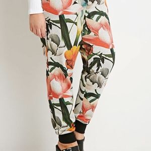 Forever 21 Floral Sweatpants - Drawstring - Small